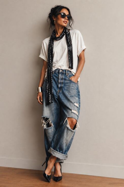 Other Accessories - Black Sequin Skinny Scarf Evening Party Glam Y2K